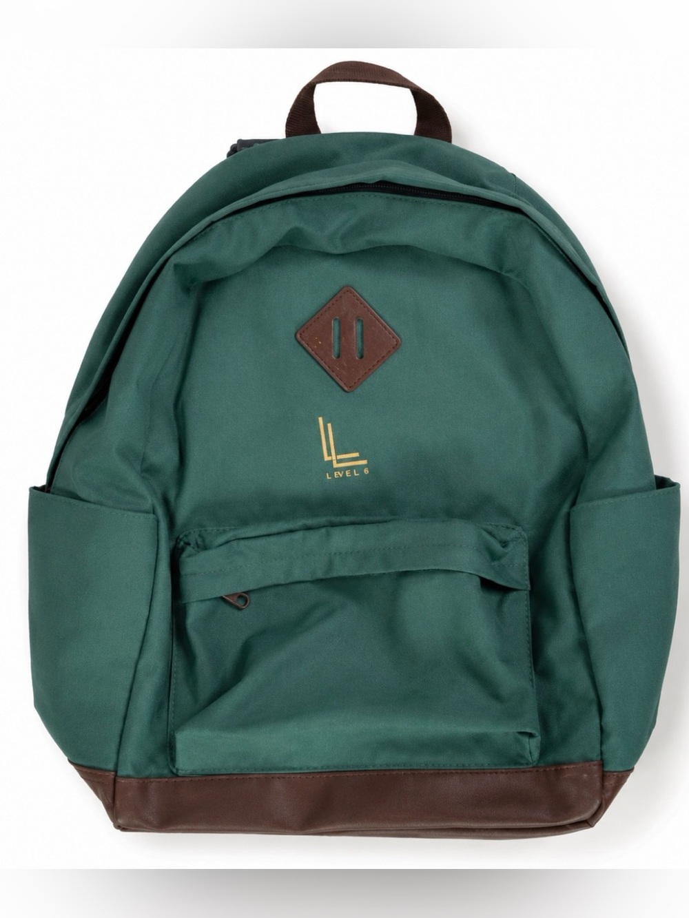 Loulu Green Canvas Vegan Leather Backpack Travel School Laptop Bag - Picture 3 of 8